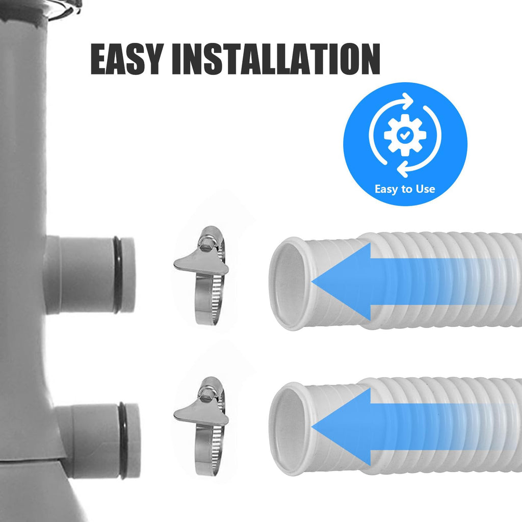 1.5” x 41” Pool Pump Replacement Hose, 2-Pack Above-Ground Pool Hoses with 4 Stainless Steel Clamps, Compatible with Intex, Coleman, Summer Waves Pool Pumps & Filters (2 PACK Blue)