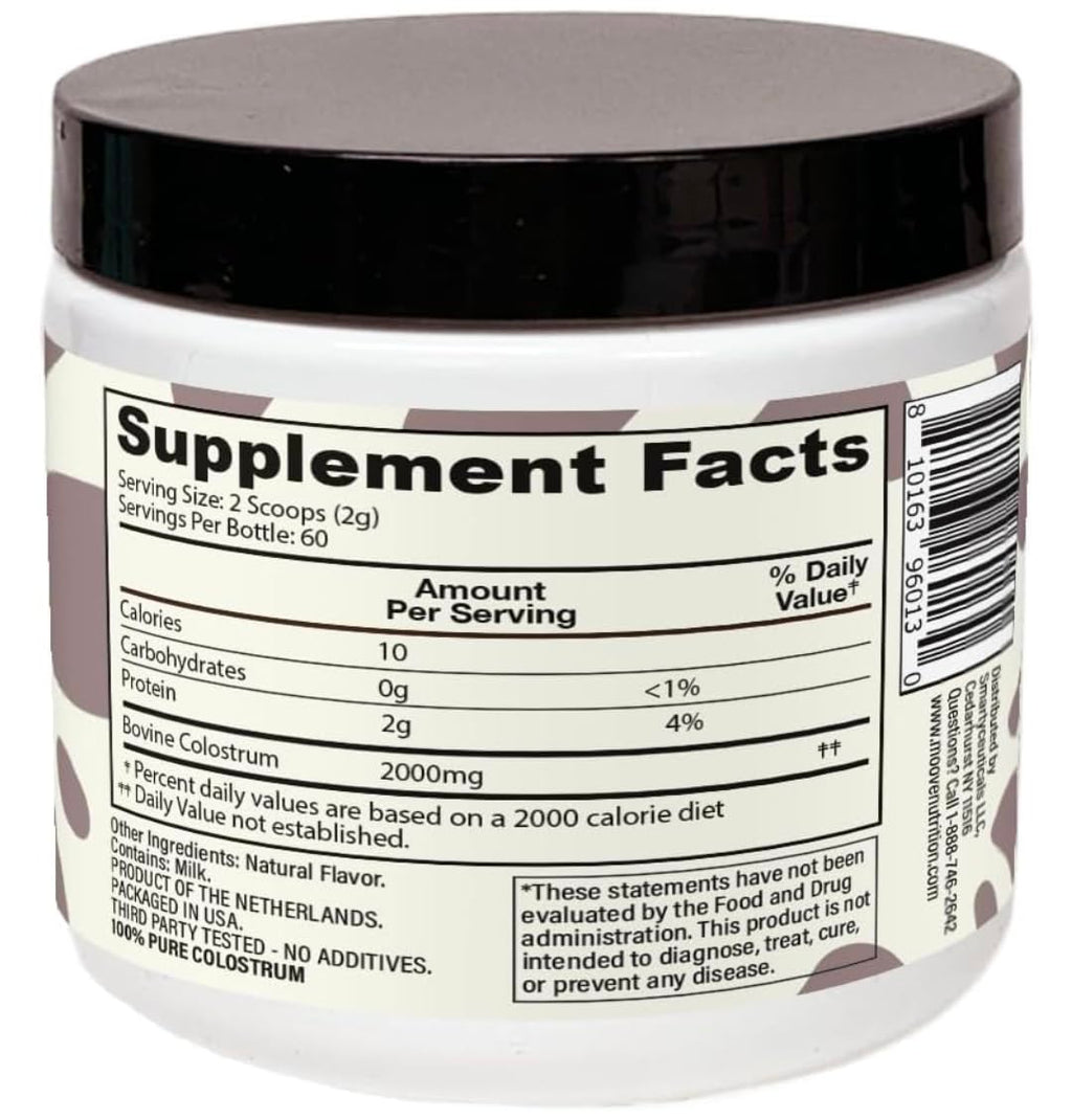 MOOVE Bovine Colostrum Powder Vanilla Bean, 2-Pack, Grass-Fed, 4.23 Ounce