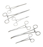 Apical 6-Piece Hemostat Forceps Set - Stainless Steel Straight & Curved Clamps, 6 Piece Multi-Purpose Locking Forceps for Fishing, Crafts, Medical, and Hobby Use (8", 6.25" and 5")