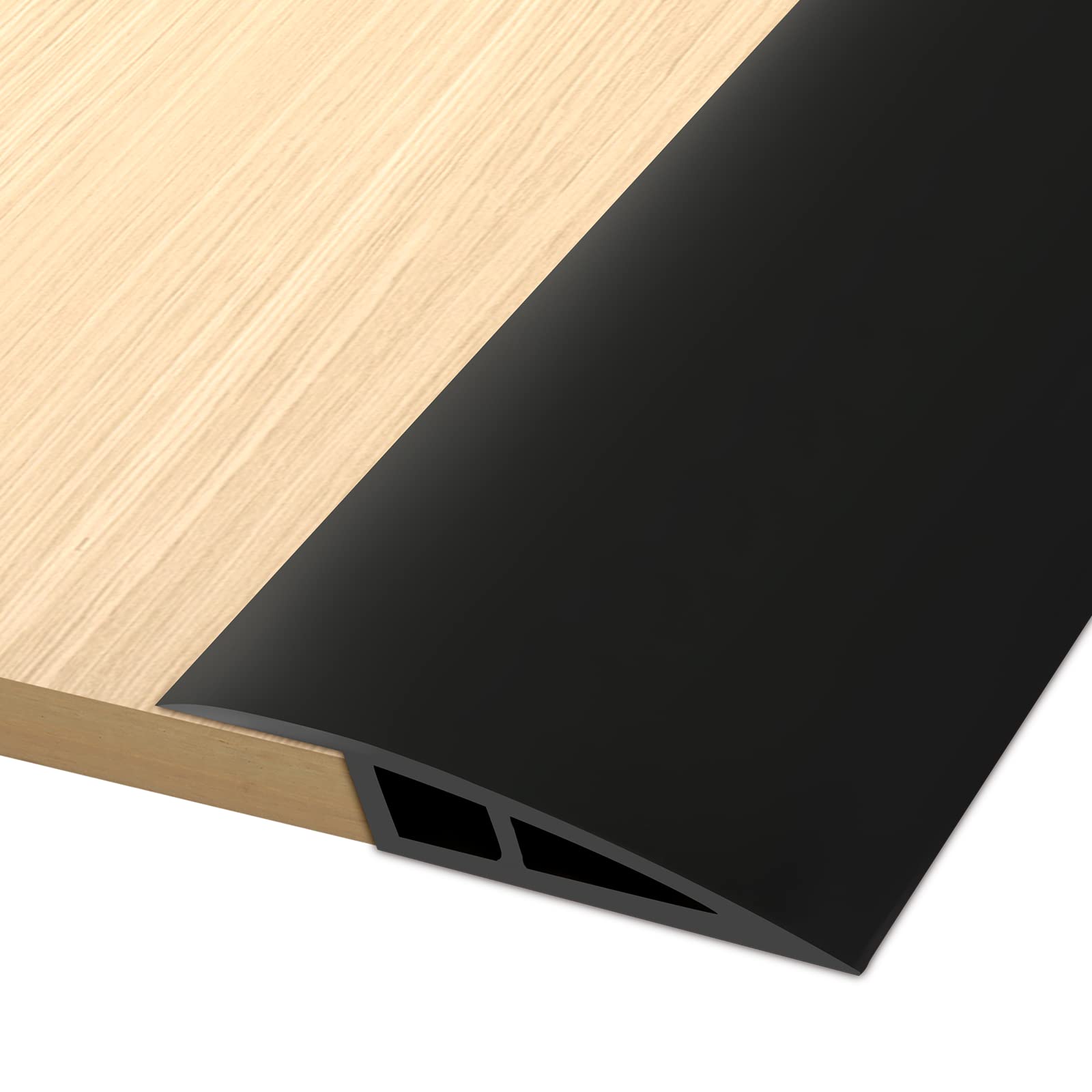 Vinyl Door Threshold Flooring Transition Strip Self Adhesive Carpet Edging Strip for Laminate Doorway Edge Threshold from 1/5" to 2/5" (Black, 3.3 Ft)