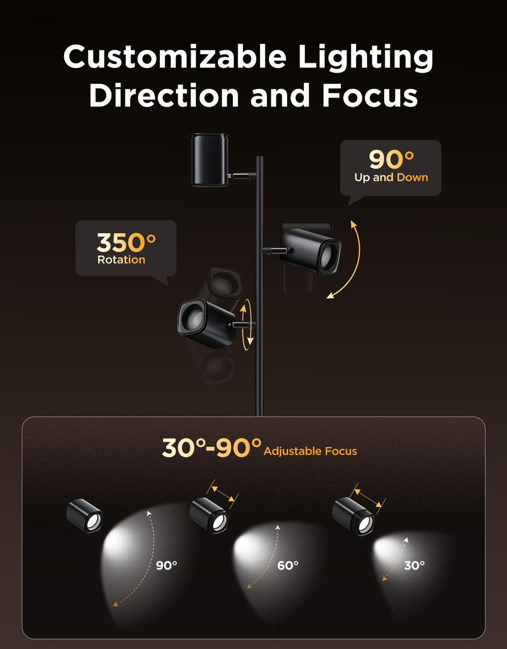 Govee Tree Floor Lamp Compatible with Matter, 3 Rotatable Lights with LuminBlend Technology, Standing Lamp with 64 Dynamic Scenes, Music Sync, Ideal Floor Lamp for Living Room, Bedroom, Office