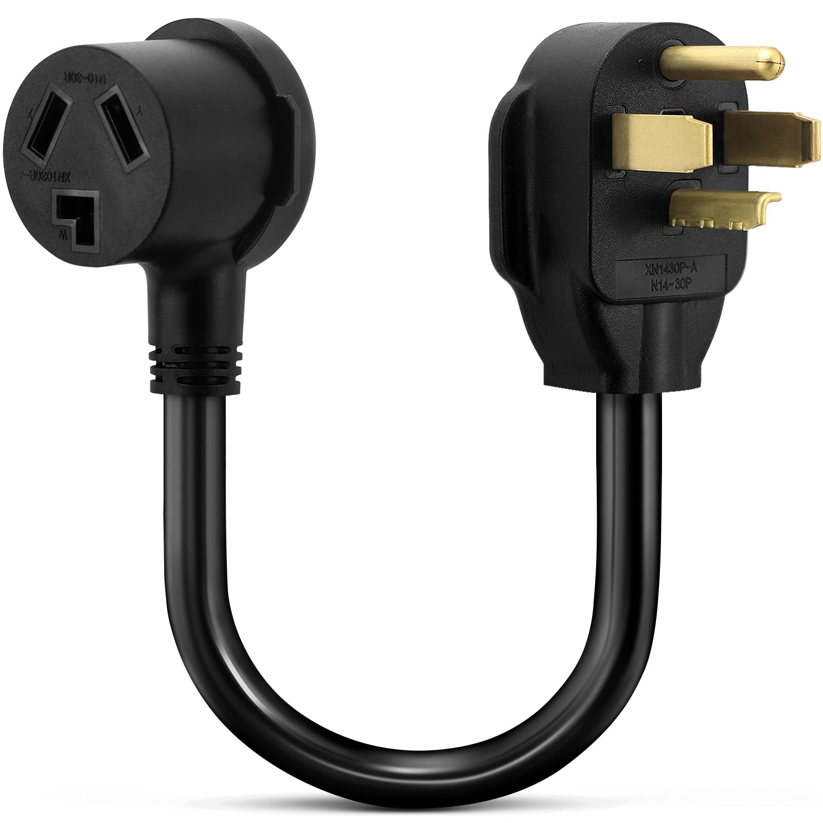 1.5FT 3 Prong to 4 Prong Dryer Adapter, 4 Prong to 3 Prong Dryer Adapter, NEMA 14-30P Male to 10-30R Female, Dryer Cord Adapter 4 to 3 Prong, STW 10AWG, 30A, 250V