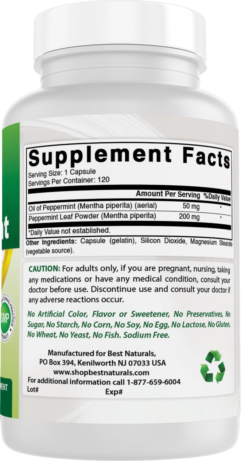 Best Naturals Peppermint Oil 250 mg 120 Capsules (120 Count (Pack of 2))