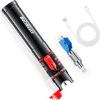 Visual Fault Locator 30KM - Rechargeable VFL Fiber Optic Tester Kit Include Single Mode 9/125um FC Male to LC Female Adapter, Fiber Optic Lights for Network Cable