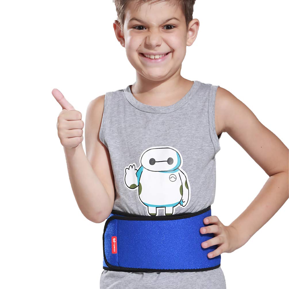 Luwint Kids Waist Belt Brace Support - Abdominal Binder Hernia Band for Waist Back Pain Relief Dance Yoga Volleyball Basketball (Blue)