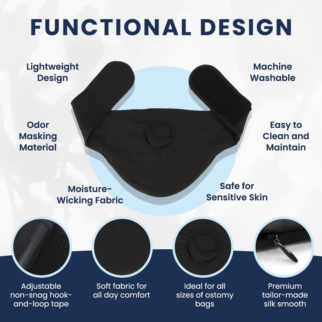 YConnect Ostomy Belt for Men & Women | Colostomy Ostomy Bag Covers for Sports | Discreet Ileostomy Belt | Ostomy Bag Cover | Ostomy Wrap Abdomen | Inner Pocket to Hold Ostomy Pouch (Black, Medium)
