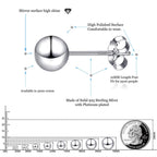 EVERU 3-10mm 925 Sterling Silver Classic Round Ball Stud Earring(10mm)