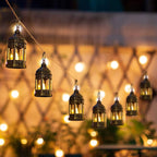 Hewory 10PCS Gold Mini Lanterns for Party Decoration, Flickering LED Candle