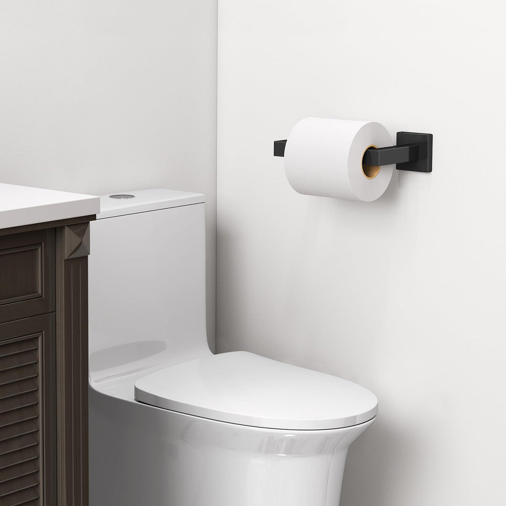 FEILERN Toilet Paper Holder, Wall Mounted Post Pivoting Square Tissue Holders Roll Holder Hangers for Bathroom, Commercial Toilet Paper Dispenser, Matte Black
