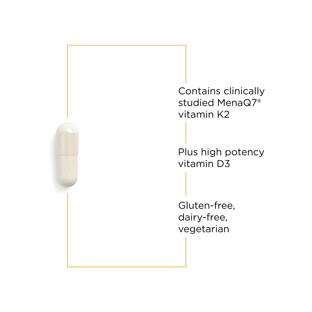 Integrative Therapeutics K2 + D3 - Supplement for Heart Health & Bone Strength* - Daily Vitamins for Calcium Absorption - Supports Vitality - Dairy-Free & Gluten-Free - 60 Count (60 Servings)