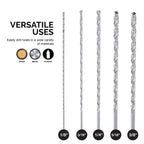 NEIKO 10047A Extra Long Drill Bit Set | 5-Piece | M2 HSS Steel | 12-Inch Length | 1/8, 3/16, 1/4, 5/16, and 3/8-Inch