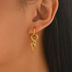 NewHuajiava 18K Gold Plated Snake Earrings Hypoallergenic for Sensitive Ear