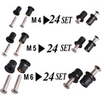 WEDAMER 72 Pairs M4 M5 M6 Neoprene Well Nuts with Stainless Steel Screw M5 Rubber Well Nuts Kayak Brass Copper Bolts Well Nut Kit for Kayak Motorcycle Boat Marine Windscreen Accessories (M4 M5 M6)