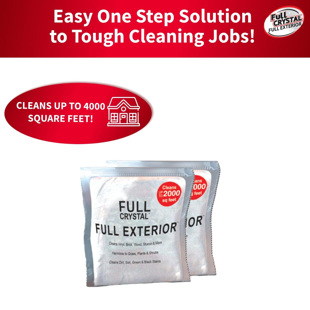 Full Exterior Refill Kit – Crystal Powder Outdoor Cleaner Packets, 16 oz, Each 4 oz Bag Makes Up to 640 fl oz, Non-Toxic, No Scrub, No Rinse Cleaning Solution