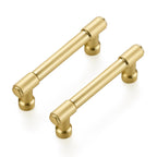 Ravinte 5 Pack 3 Inch Hole Center Solid Kitchen Cabinet Handles Brushed Gold Dresser Pulls Cabinet Drawer Pulls for Kitchen Cupboard Hardware
