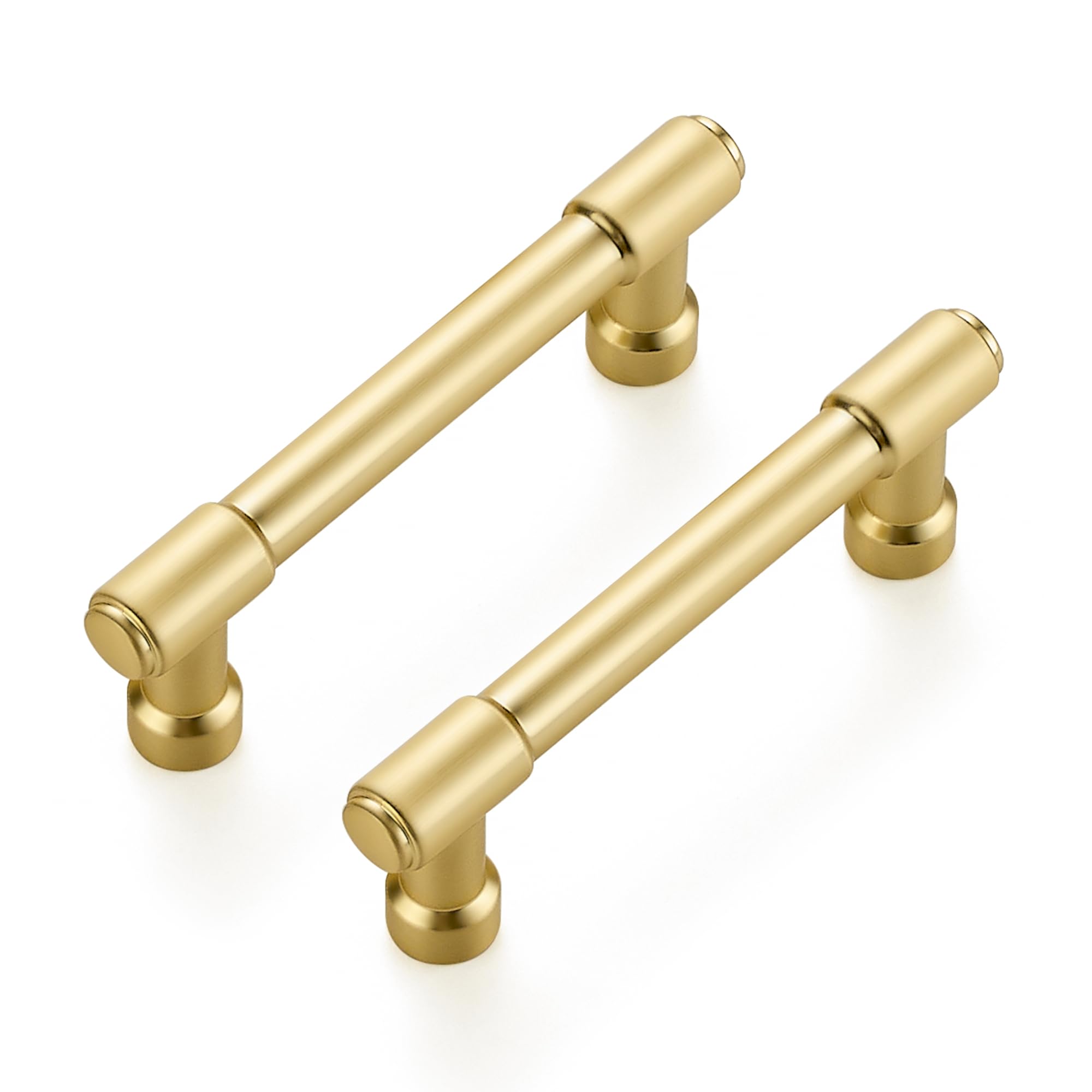 Ravinte 5 Pack 3 Inch Hole Center Solid Kitchen Cabinet Handles Brushed Gold Dresser Pulls Cabinet Drawer Pulls for Kitchen Cupboard Hardware