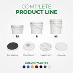 5-Gallon White Bucket Pail Container with Lid | Food Grade | Heavy-Duty Approx 90 MIL Extra Durable | Metal Handles with Plastic Grip | Multi-Use | Easy Stack and Store | BPA Free - 3 Pack