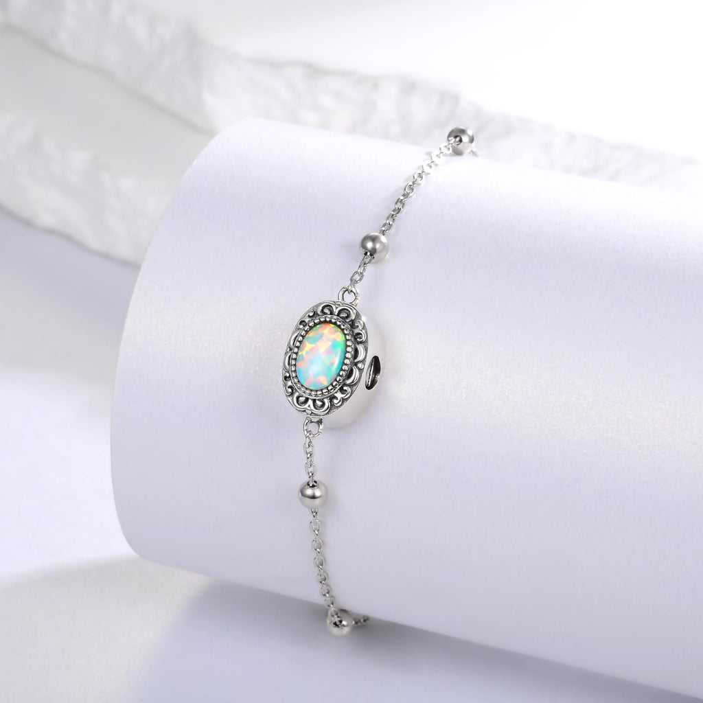 MANBU Sterling Silver Cremation Bracelet for Ashes