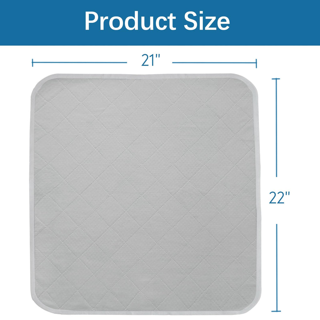 Waterproof Chair Pads for Incontinence Washable 22'' x 21'', 2 Pack Absorbent Seat Protector Pee Pads for Adults, Elderly, Kids, Toddler and Pets, Grey