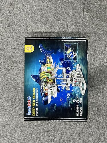 INSOON Mechanical Shark Building Set with LED Light, 687 PCS Movable Ocean Animal with Display Stand, Sea Fish Building Block Toy, Home Decor Gift for Adults Teens Kids Boys Ages 12+