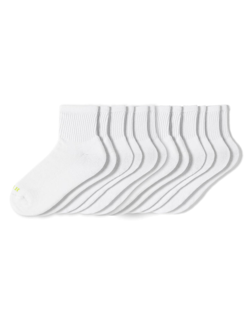HUE Mini Crew Socks for Women, 6-Pack, White, One Size