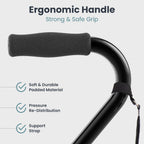 PELEGON® Quad Cane for Women & Men for Stability (300LB) - Adjustable Walking Cane with A Large 4 Pronged Base for Balance & Stability, Walking Canes for Seniors, Walking Cane, Walking Sticks (Black)