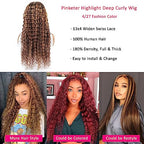Ombre Highlight Deep Wave Lace Front Wigs Human Hair 4/27 Color 13x4 Curly Lace Front Wigs for Black Women 180% Density Human Hair wigs Pre Plucked with Baby Hair (4/27 Deep Wave Wig,18 Inch)