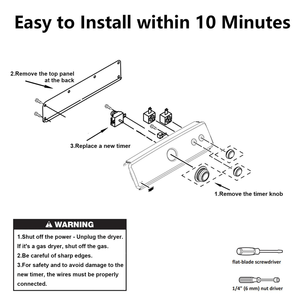 W10185981 Dryer Timer Compatible with Whirlpool, Maytag, Kenmore, Crosley WGD4800XQ1, MGDC215EW2, WGD4815EW2, WPW10185981 Dryer Timer Replacement for 418-095-20-B5, PS11749830, 115V, 2-Year Warranty