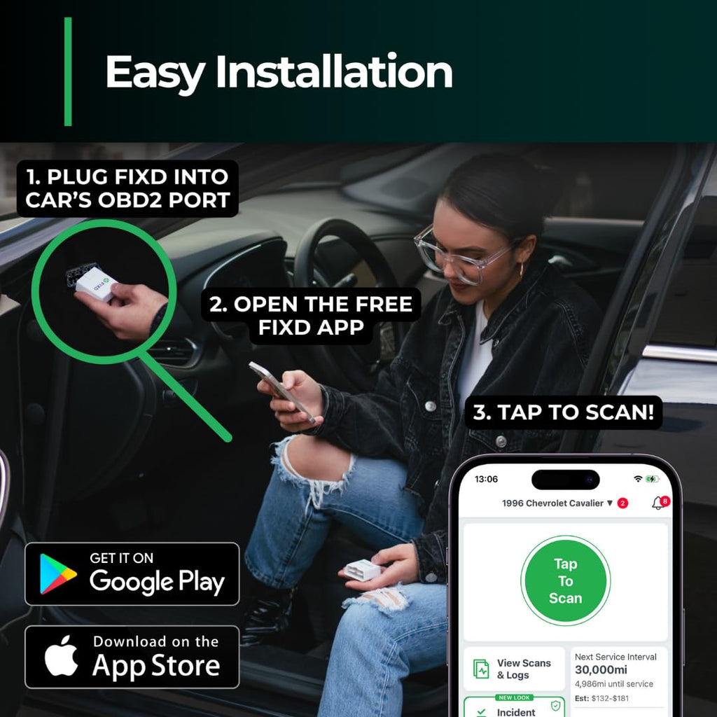 FIXD Bluetooth OBD2 Scanner for iPhone & Android - Diagnostic Scan Tool for Repairs and Car Buying - Check Engine Code Reader & Enhanced Codes - (1 Pack w/Free 14-Day FIXD Premium Bundle)
