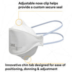 3M Aura Particulate Respirator 9205+, N95, Pack of 20 Disposable Respirators, Individually Wrapped, 3 Panel Flat Fold Design Allows for Facial Movements, Comfortable, NIOSH Approved, Smoke