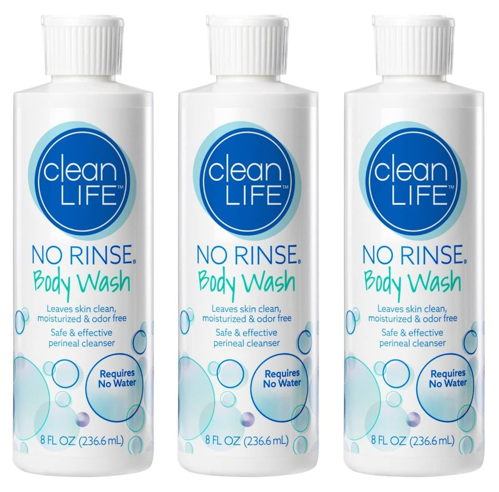 No-Rinse Body Wash, 8 fl oz - Leaves Skin Clean, Moisturized and Odor-Free, Rinse-Free Formula (Pack of 3)
