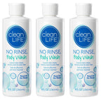 No-Rinse Body Wash, 8 fl oz - Leaves Skin Clean, Moisturized and Odor-Free, Rinse-Free Formula (Pack of 3)