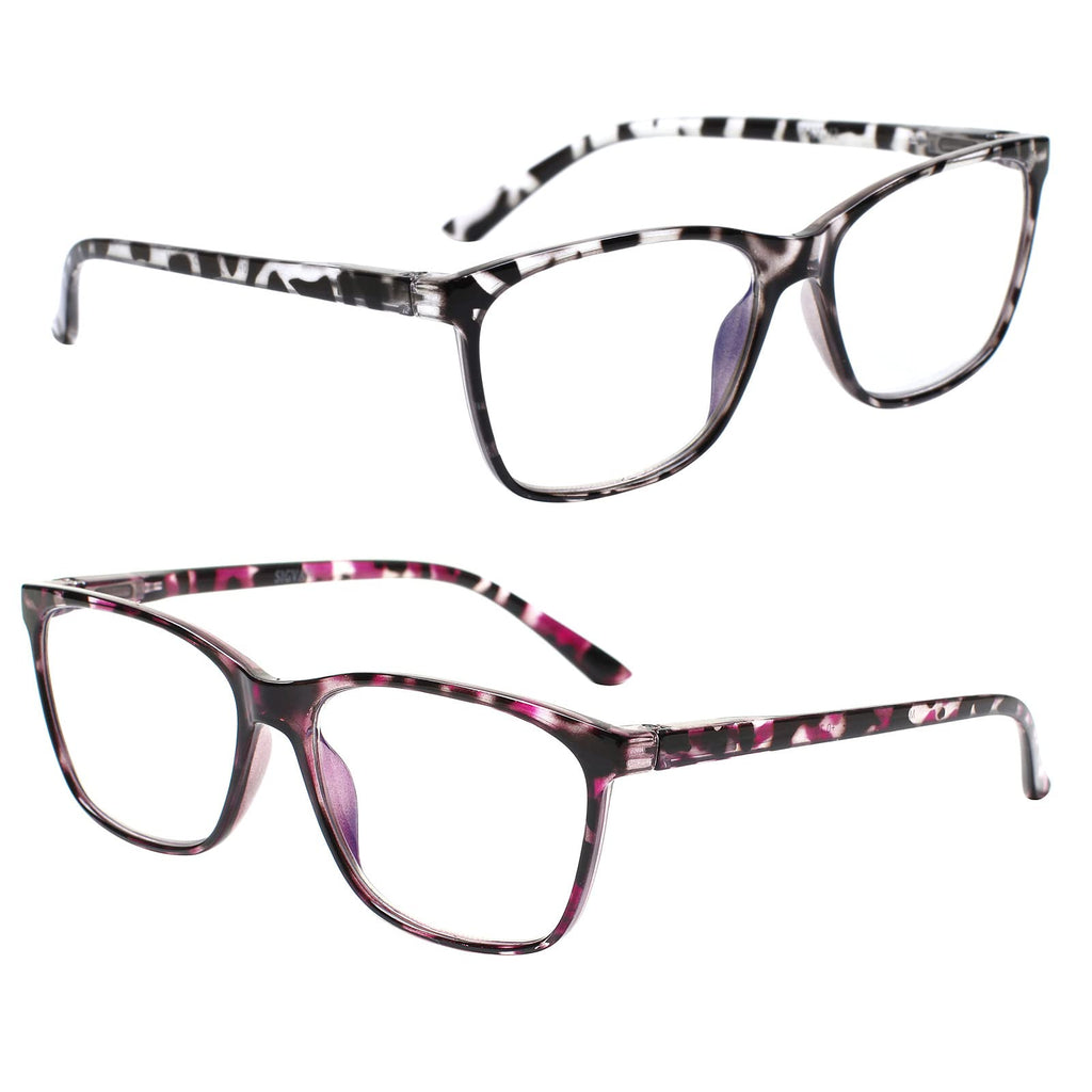SIGVAN Ladies Reading Glasses Blue Light Blocking Spring Hinge Fashion Pattern Print Eyeglasses for Women (C5 Mix, 2.00, x)