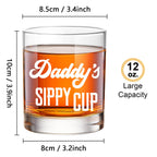 LIGHTEN LIFE Daddy's Sippy Cup Whiskey Glass 12 oz,Unique Dad Gift in Valued Wooden Box,Funny Gag Gift for New Dad,Father,Husband from Kids Wife for Father's Day,Birthday,Christmas