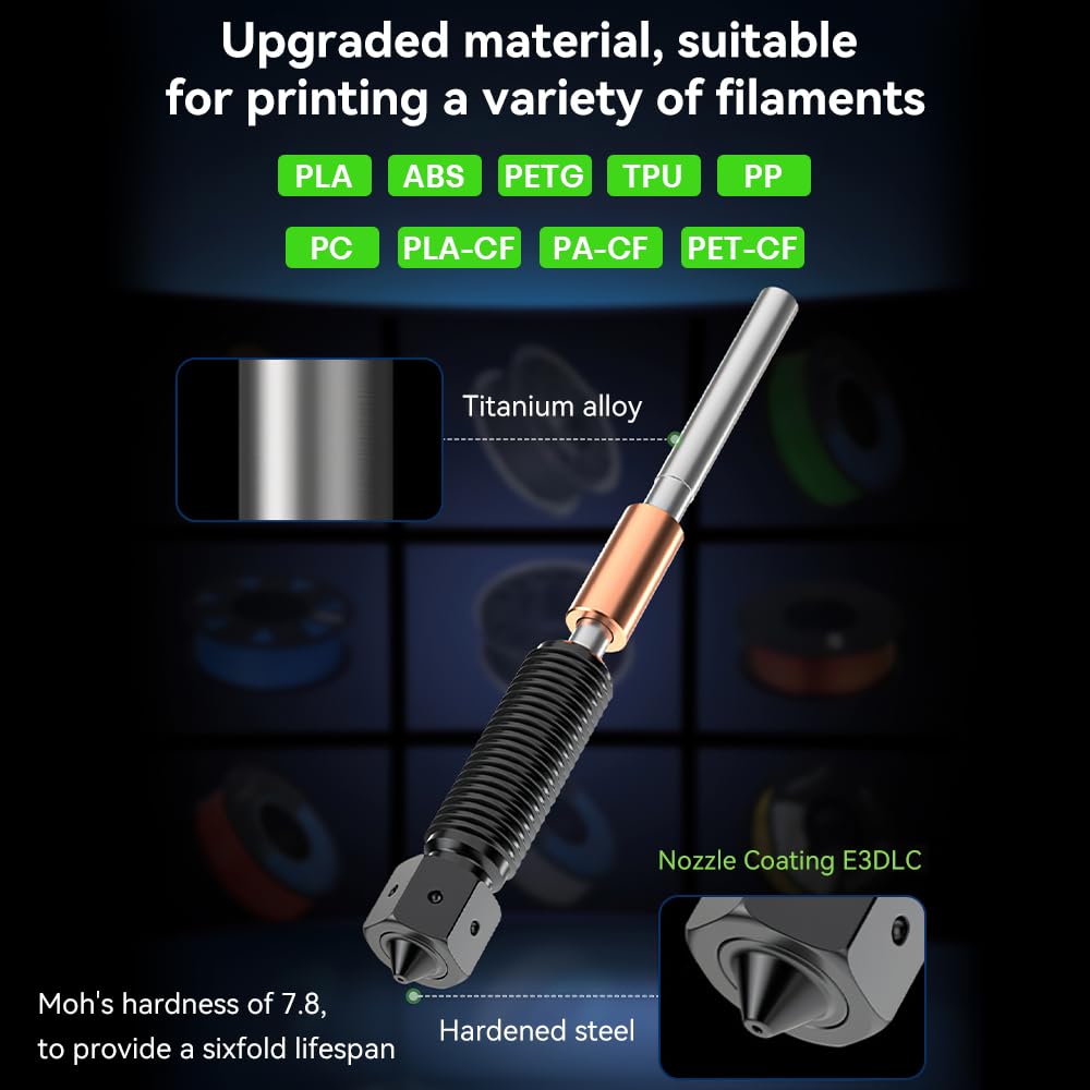 Creality K1C 0.4mm E3D Obxidian High Flow Nozzle - Hardened Steel With Multi-channel Design for K1 Max/K1/Ender 3 V3/Plus/SE/KE 3D Printers - 600mm/s High-speed
