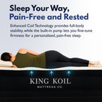 King Koil Luxury Pillow Top Plush Queen Air Mattress with Built-in High-Speed Pump Best for Home, Camping, Guests, 20" Queen Size Double Airbed Adjustable Blow Up Mattress, Waterproof, 1-Year Warranty