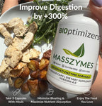 BIOptimizers MassZymes - Complete Digestive Enzymes Supplement for Gut Health - Bloating Relief for Men and Women - Lipase Amylase Bromelain Digestive Enzymes (30 Capsules)