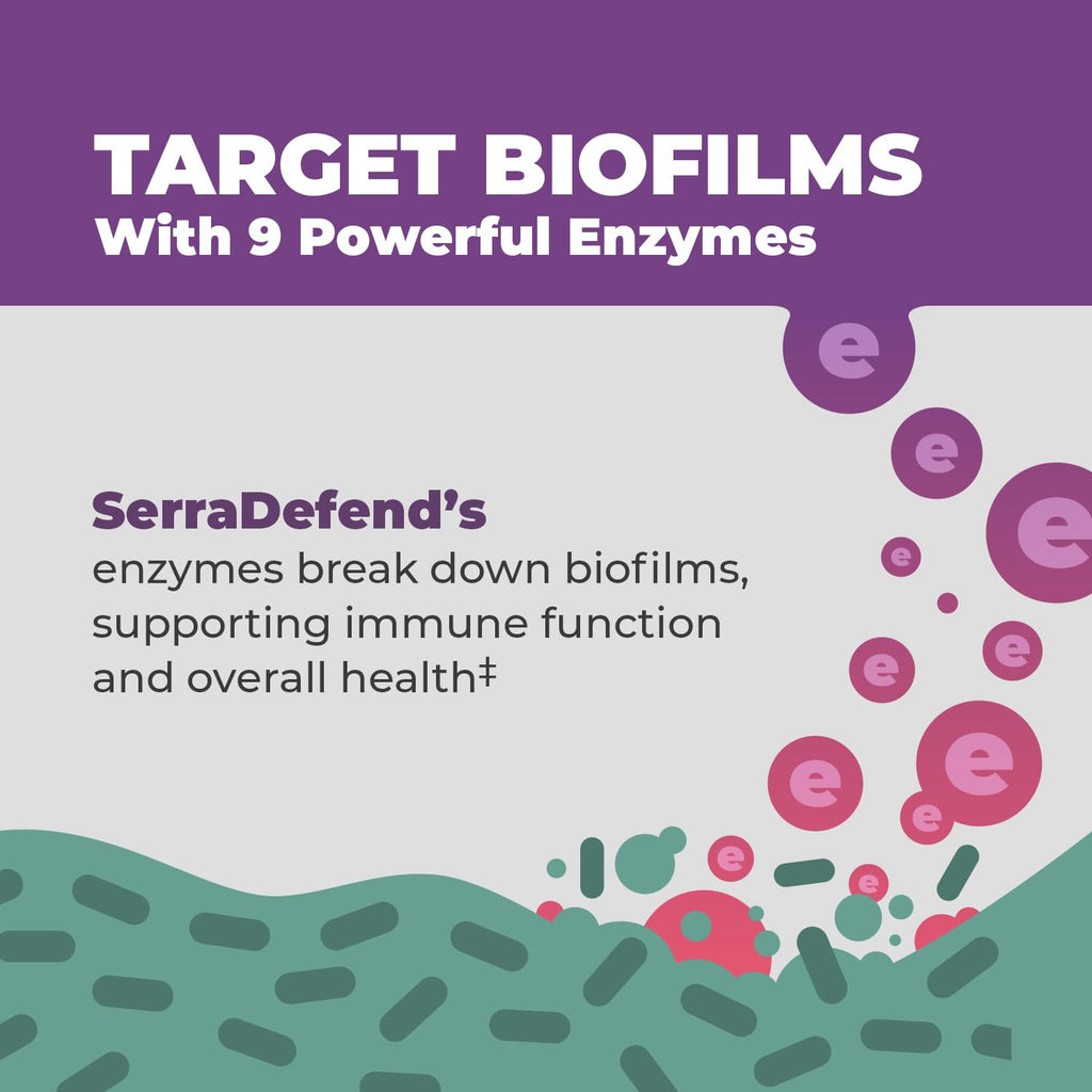 Balance ONE Biofilm Disruptor – Proteolytic Enzymes & Defense Supplement with Serrapeptase & Nattokinase – Systemic & Digestive Support – 60 Capsules, 2 Month Supply – for Women & Men – SerraDefend