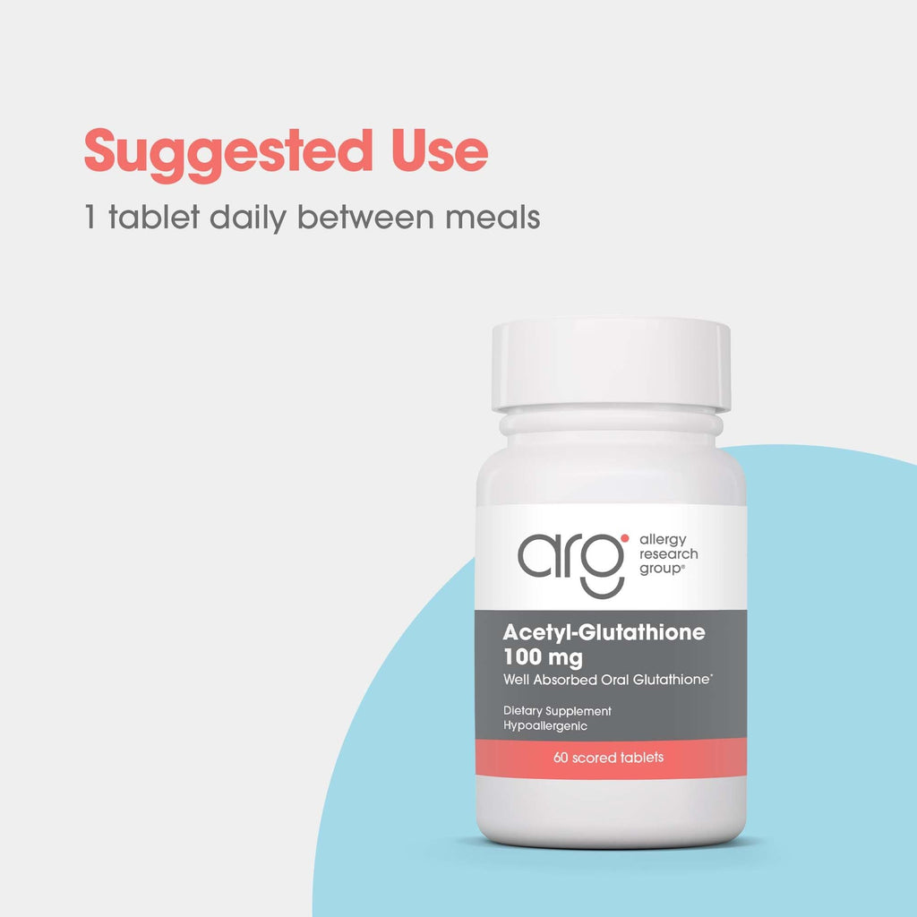 Allergy Research Group ARG Acetyl-Glutathione 100 mg - Stabilized Bioavailable Glutathione - Antioxidant & Immune System Support - Well-Absorbed Formula - 60 Servings - 60 Tablets