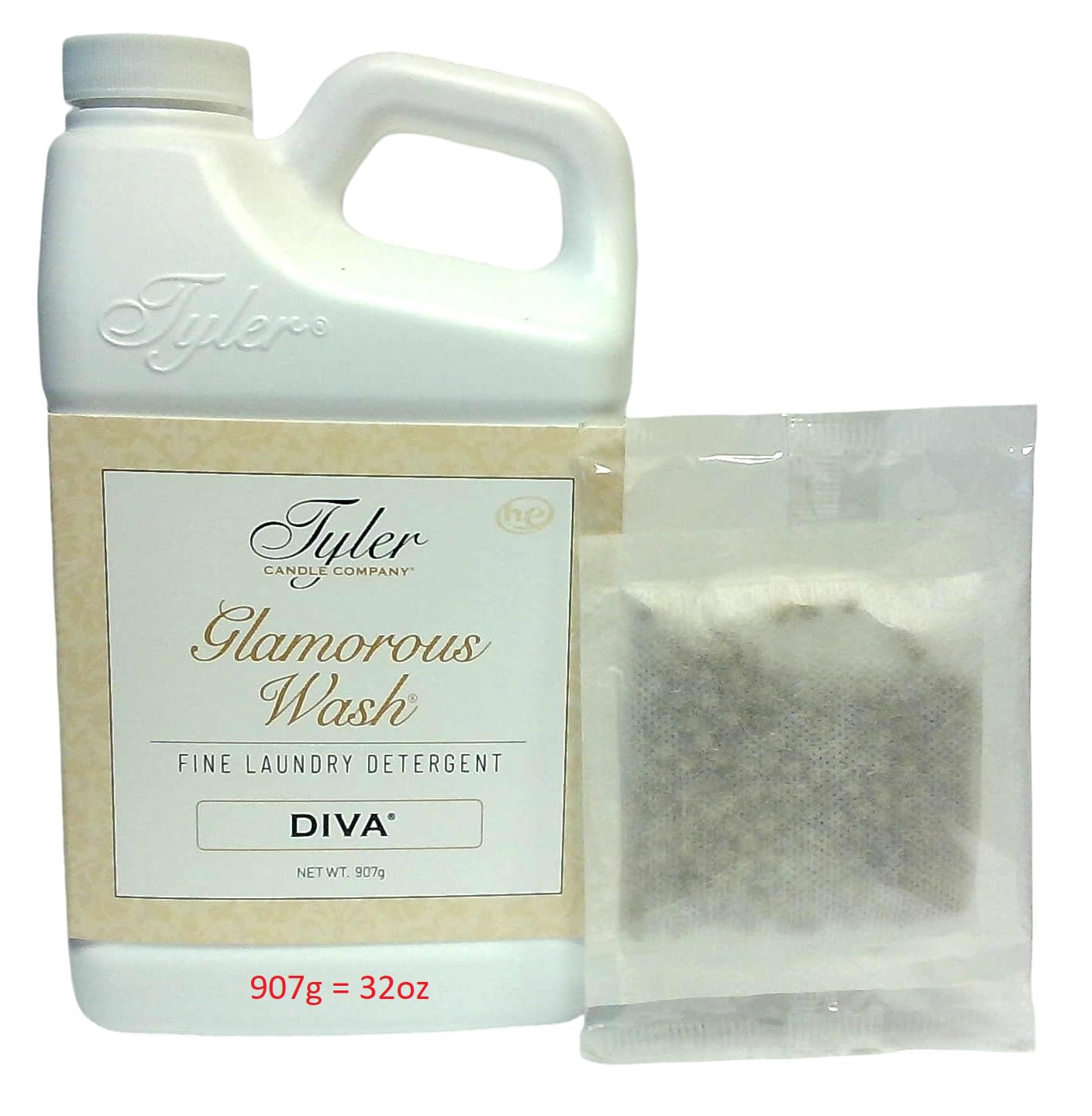 Tyler Candle Wash Diva 32 Fl Oz Laundry Detergent/w Dryer Sachet Single Pouch s