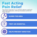 Globe (4-Pack) Lidocaine First Aid Antibiotic Ointment 1 Oz - Maximum Strength Pain Relief & Infection Protection - Numbs Skin Fast with Lidocaine - Emergency Use & Infection Protection