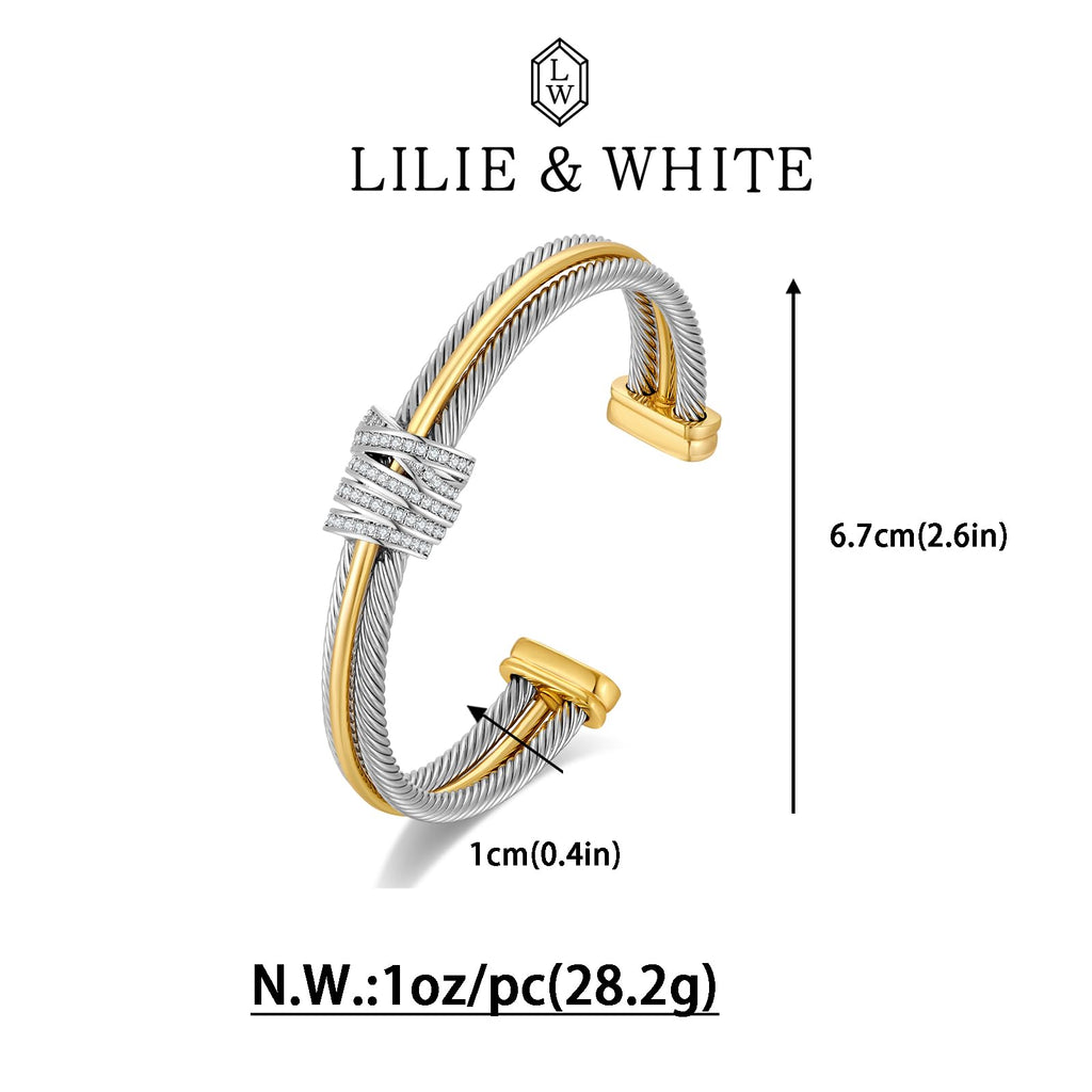 LILIE&WHITE Gold Bracelets For women With Cubic Zircon Chic Gold Bangle
