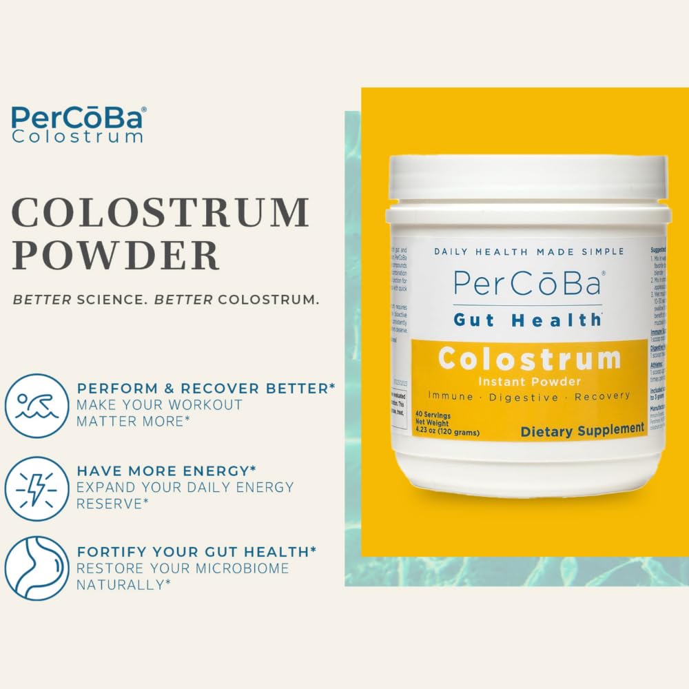 Colostrum Supplement for Gut Health, Bloating, Hair Growth, Muscle Recovery, Immune Support - Unflavored Bovine Colostrum Powder Made in USA, Non-GMO, Gluten Free, 120 Grams Per Serving - 40 Servings