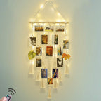 Macrame Wall Hanging Photo Display Boho Room Decor for Teen Girl Gifts