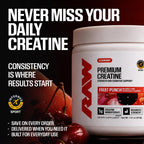 RAW Nutrition Creatine Monohydrate Powder, Unflavored (30 Servings) - Micronized Creatine Monohydrate Supplement for Workout Performance, Build Muscle & Strength - Creatine Powder for Men & Women