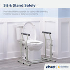 Drive Medical RTL12079 Toilet Safety Frame, Bathroom Grab Bar for Toilets, Freestanding Toilet Rail for Stability, For Users Up to 300 Pounds, White