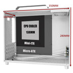 ALAMENGDA V500 Mini Portable M-ATX/ITX Computer Case, MINI-Tower CASE, Full Side Transparent Acrylic DIY Desktop Case with Handle, Support 320MM GPU Size (White-2.0)