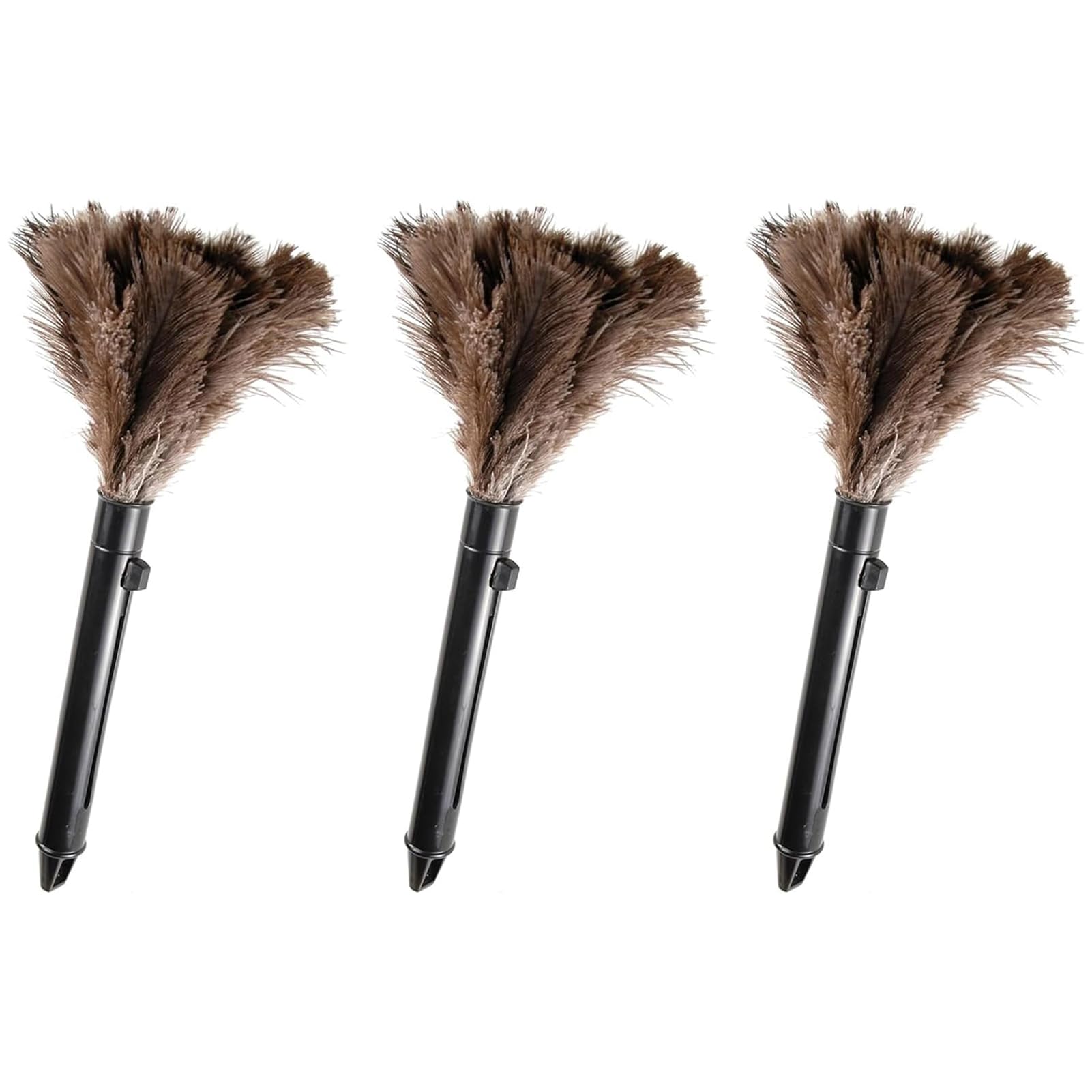 FeelfunFeather Retractable Feather Duster-Genuine Ostrich Feathers,Anti-Static,Reusable Eco-Friendly Handheld Cleaning for Keyboard,Home,Car,Office(10 to 15 Inches) 3 Pack