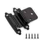 Ravinte 60 Pack (30 Pairs) 1/2" Overlay (Variable) Cabinet Hinges, Self-Closing Semi-Concealed Face Mount, Matte Black Decorative Hardware with Door Bumpers for Kitchen & Cupboard Doors