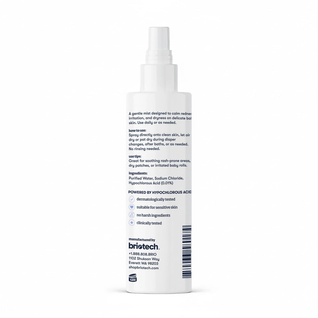 Briotech Baby Skin Love Spray | Gentle Hypochlorous Acid Mist for Soothing, Calming & Cleansing Delicate Skin | Pediatrician-Approved, Added Fragrance-Free | 4 oz (2 Pack)